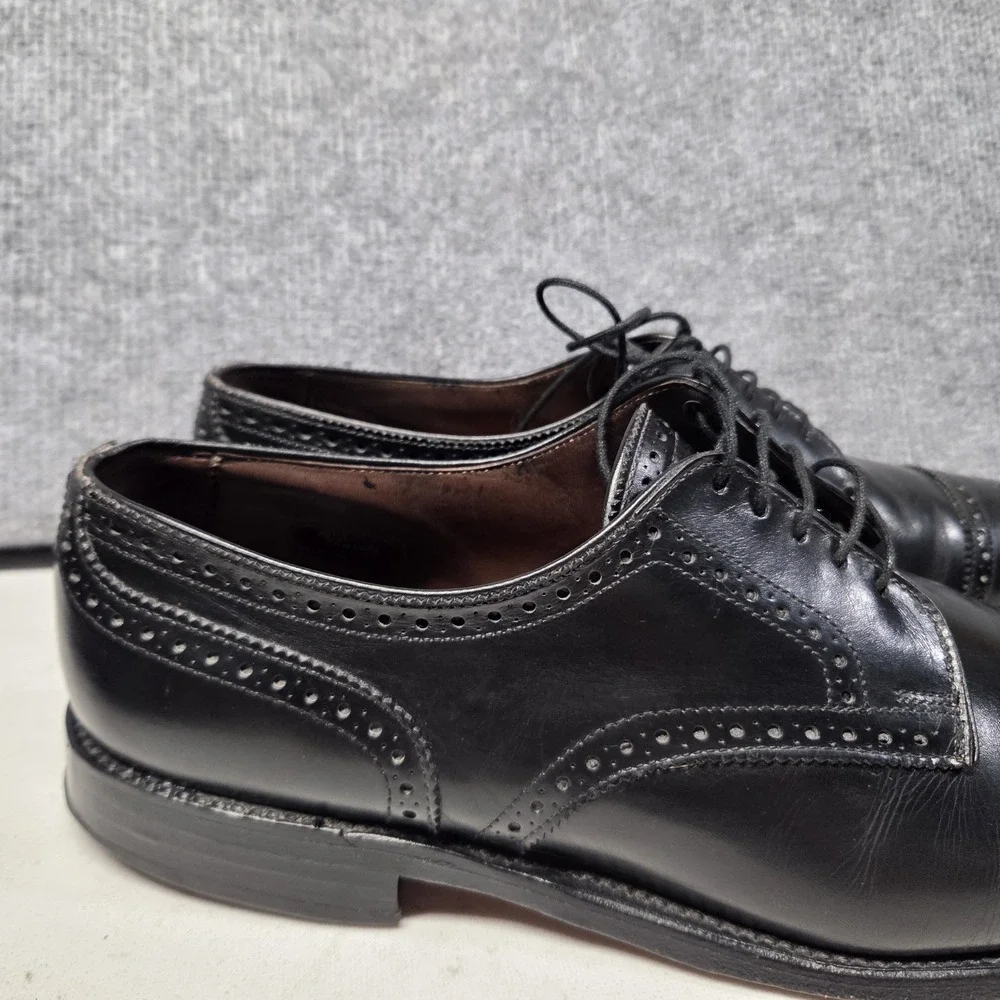 Allen Edmonds Black Leather Sanford Cap Toe Brogue Derby Men's 10.5 D USA